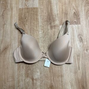 MAIDENFORM T-SHIRT BRA WIRED SIZE 34D BEIGE LIGHTLY LINED NEUTRAL BASIC NEW